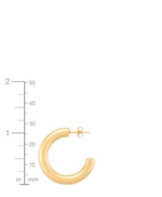 High Polished Medium J Hoop Earrings in 14k Gold, 1-1/8"