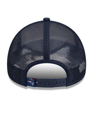 Men's White/Navy New England Patriots Stacked A-Frame Trucker 9FORTY Adjustable Hat