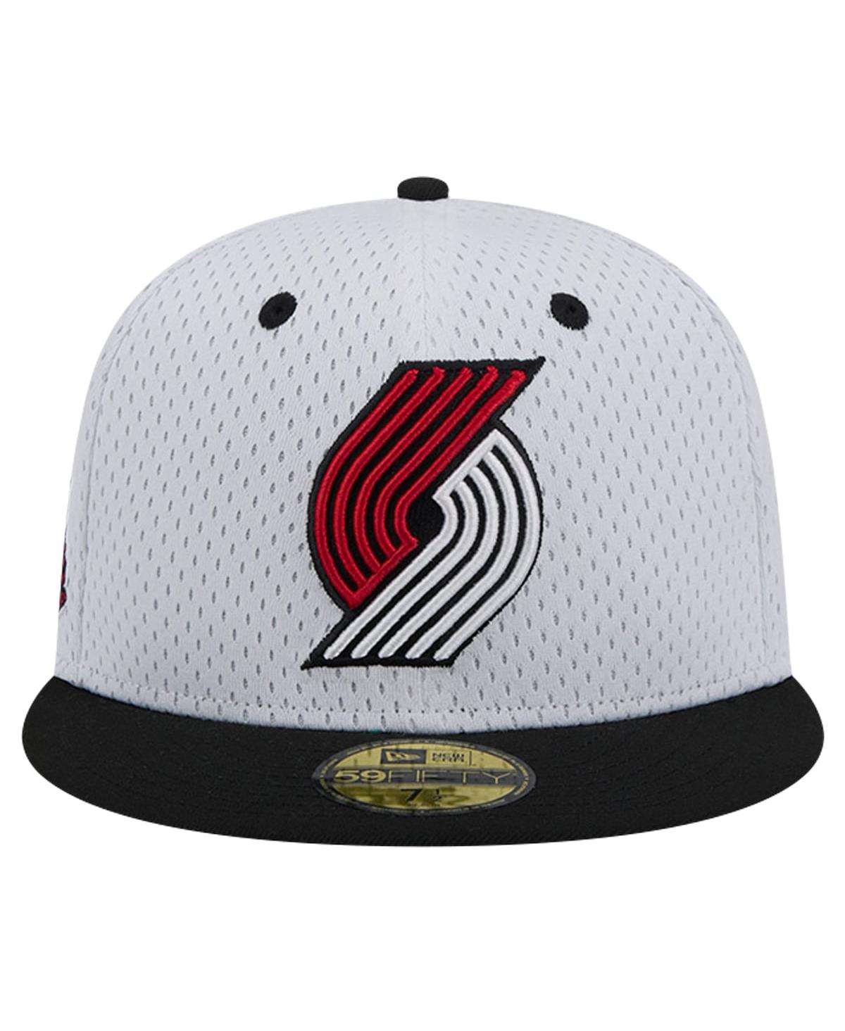 NEW ERA MEN'S WHITE/BLACK PORTLAND TRAIL BLAZERS THROWBACK 2TONE 59FIFTY FITTED HAT 