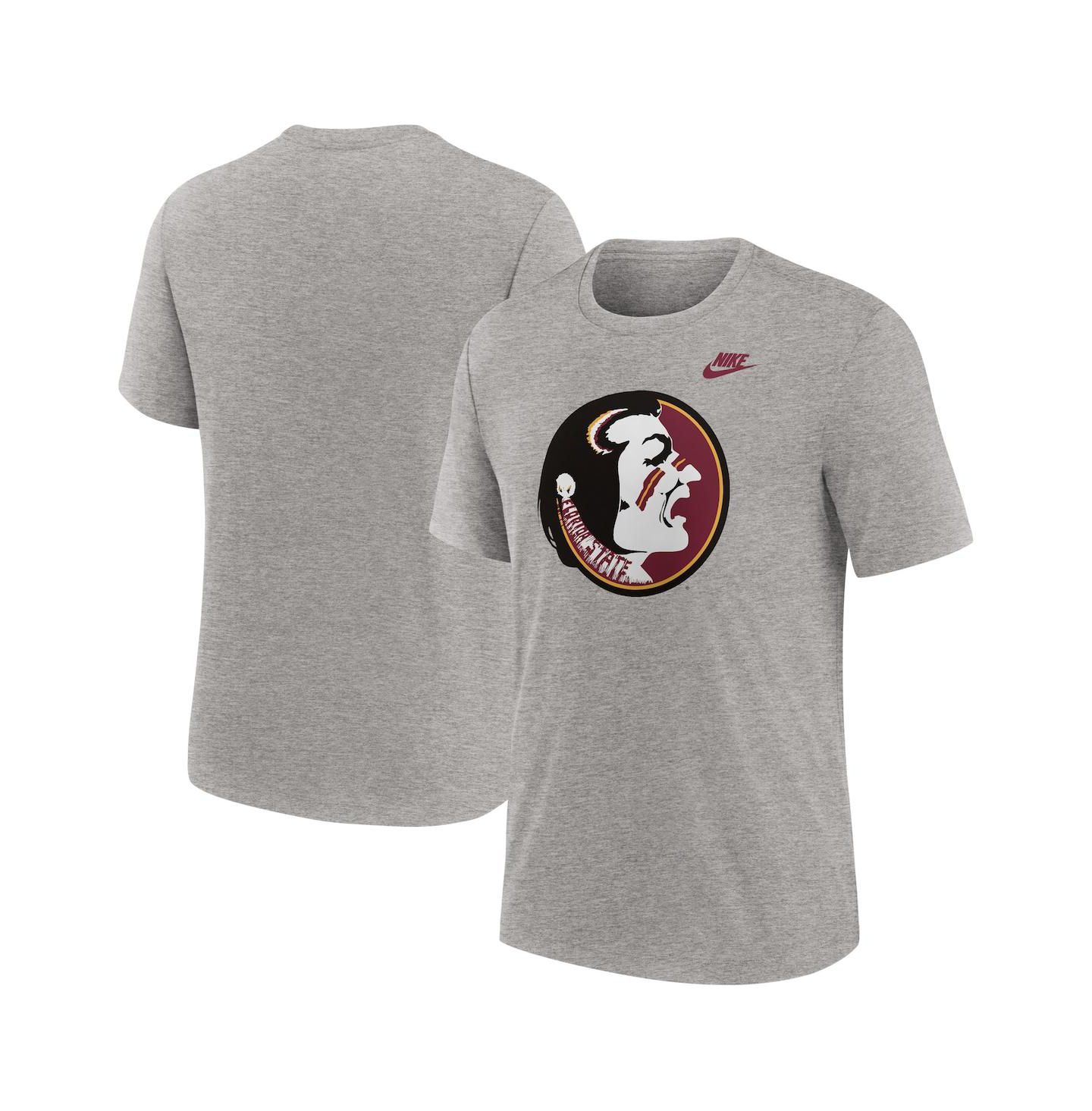 Мужская футболка Nike Heather Gray Florida State Seminoles Blitz Evergreen Legacy Primary Tri-Blend — фото 1