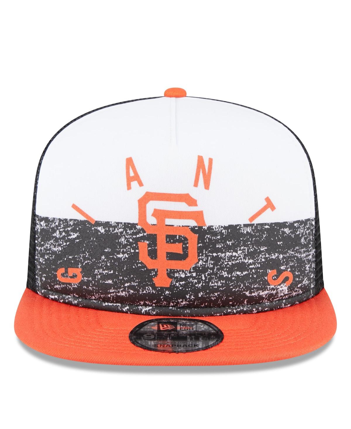 New Era Men's White/orange San Francisco Giants Team Foam Front A-frame Trucker 9fifty Snapback Hat In White,orange