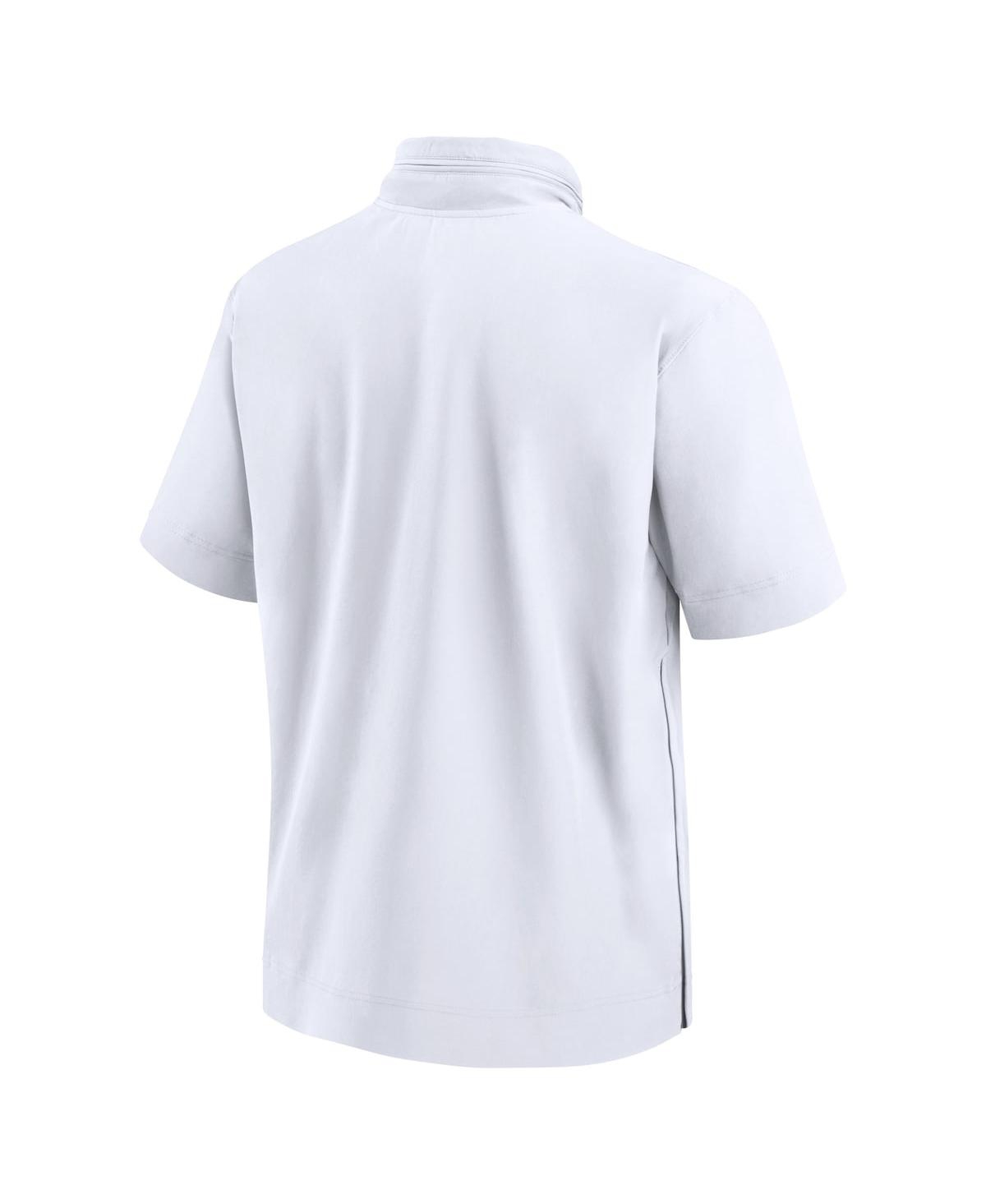 Nike Men'sPenn State Nittany Lions 2024 Sideline Coach Short Sleeve Half-Zip Hoodie Jacket - White, Navy