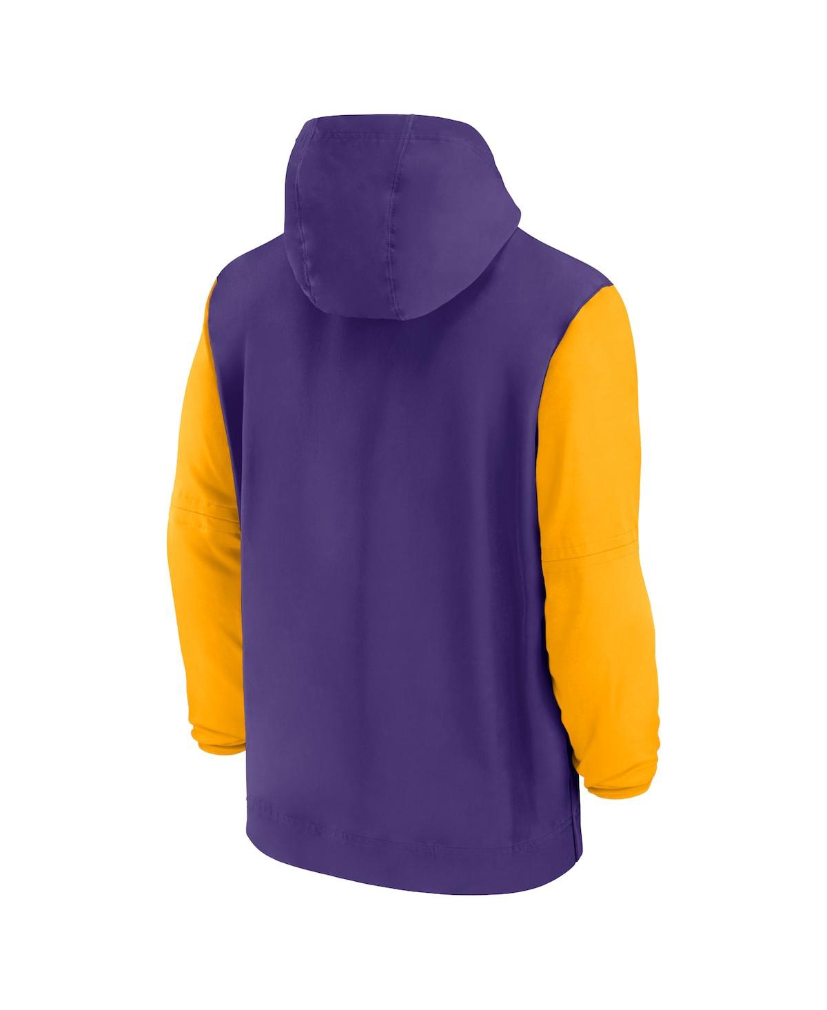 Nike Lsu Tigers Sideline Pre-game Player  Men's College 1/2-zip Hooded Jacket In Purple,gold