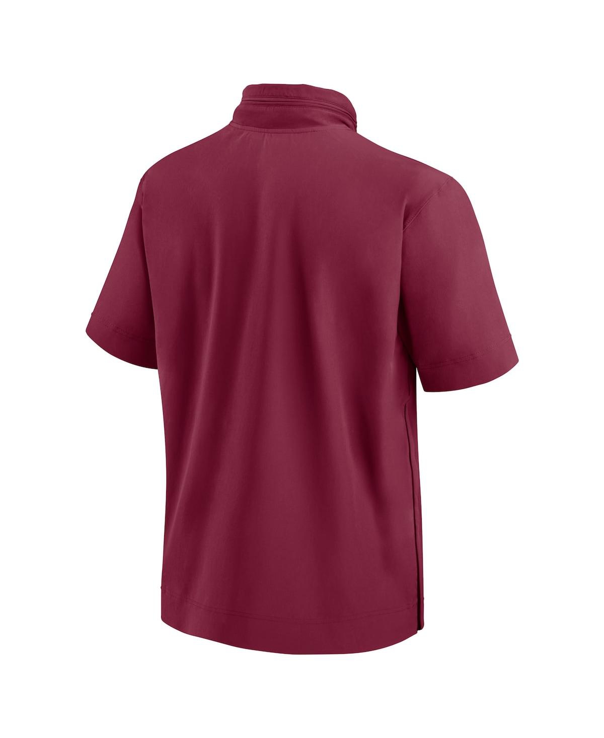 Nike Men'sFlorida State Seminoles 2024 Sideline Coach Short Sleeve Half-Zip Hoodie Jacket - Garnet, Gold