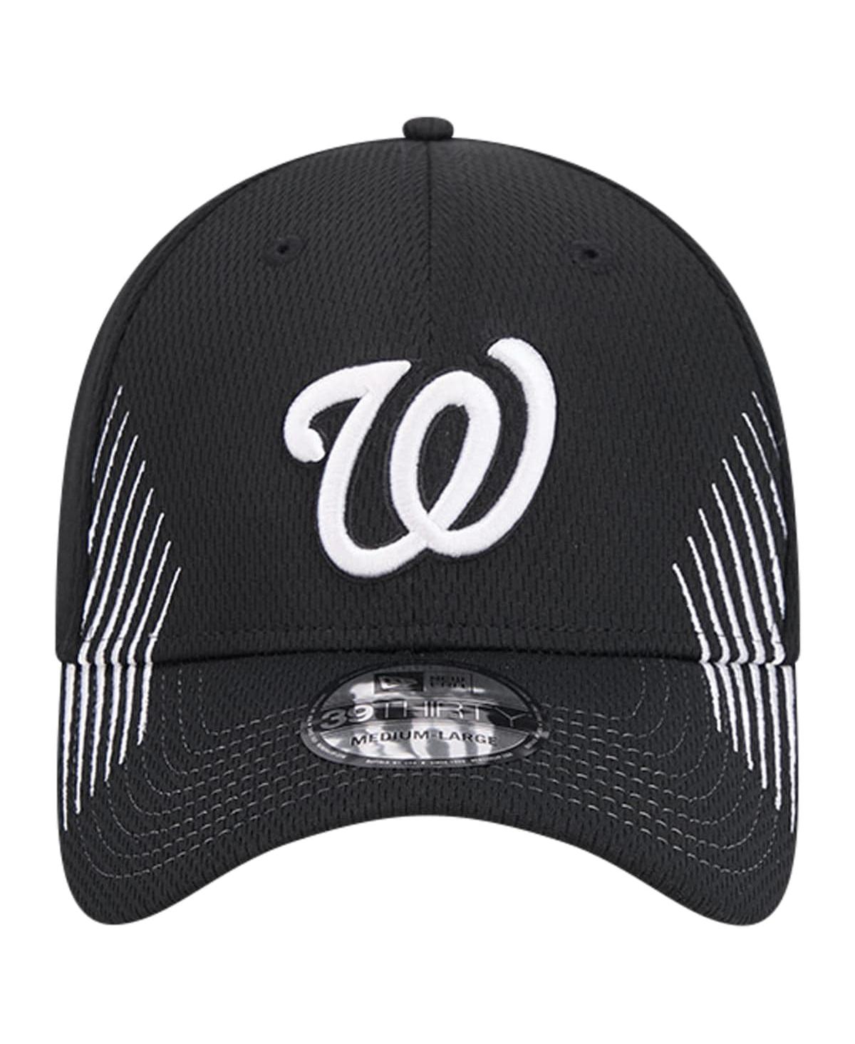 New Era Men'sWashington Nationals Active Dash Mark 39THIRTY Flex Hat - Black
