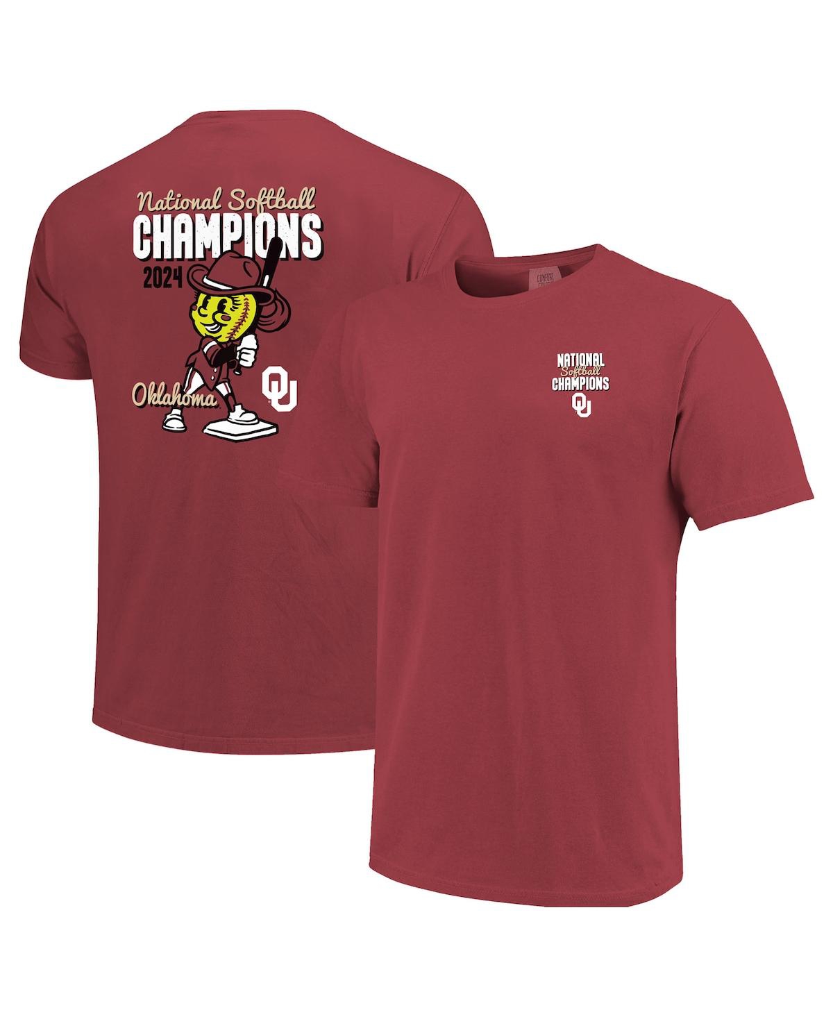 Men's and Women's Crimson Oklahoma Sooners 2024 Ncaa Softball Women's College World Series Champions Swing Comfort Colors T-Shirt - Crimson