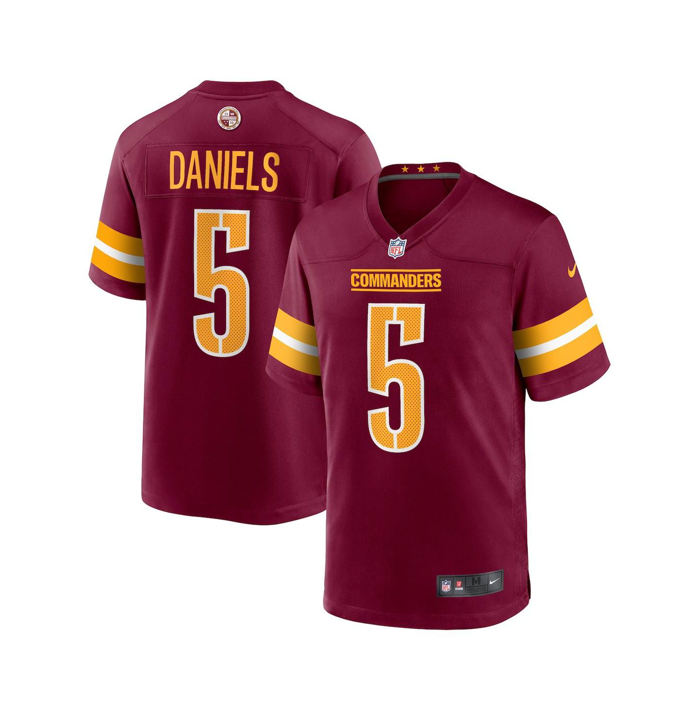 Мужское игровое джерси Nike Jayden Daniels Washington Commanders, 2024 NFL Draft, цвет: Бордовый — фото 1