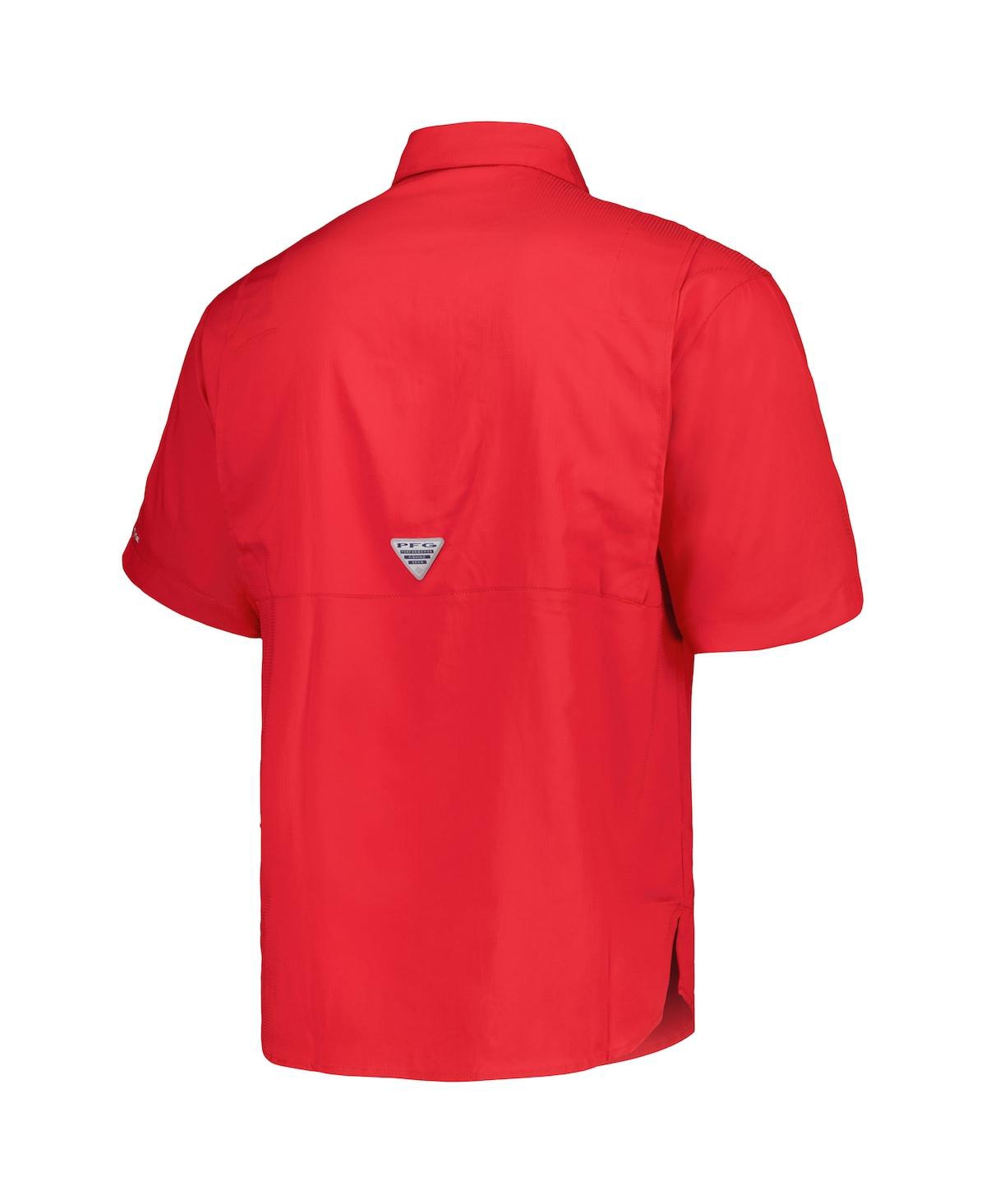 Columbia Men's Crimson Oklahoma Sooners Big Tall Tamiami Omni-shade Button-down Shirt In Red