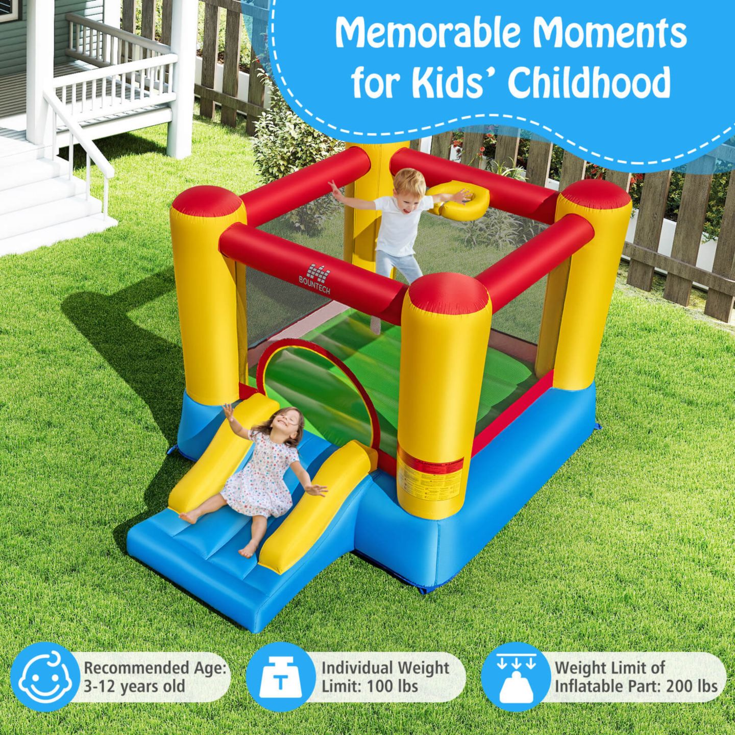 Детская игрушка Costway Inflatable Bouncer Kids Slide Bounce House for Indoor Outdoor without Blower — фото 4