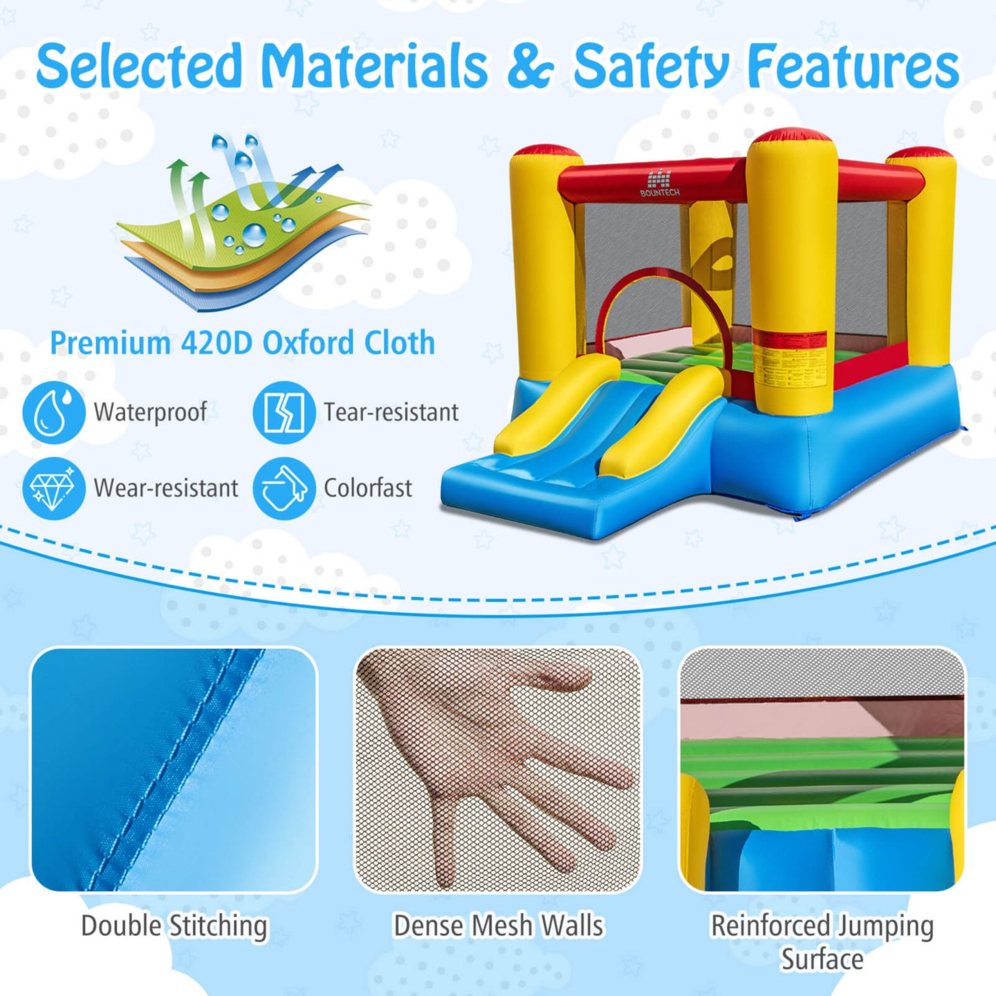 Детская игрушка Costway Inflatable Bouncer Kids Slide Bounce House for Indoor Outdoor without Blower — фото 6