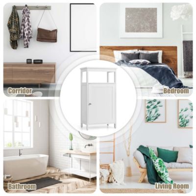 Bathroom Wooden Floor Cabinet Multifunction Storage Rack Organizer Stand