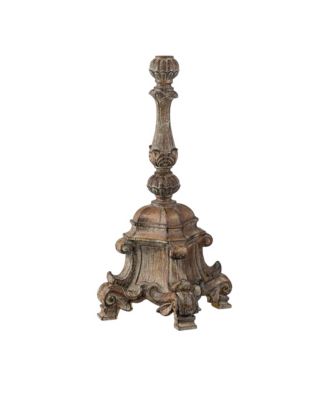 Rustic Floor Lamp 62" Tall French Faux Wood Antique Candlestick Beige Silk Bell Shade for Living Room Reading Bedroom Office
