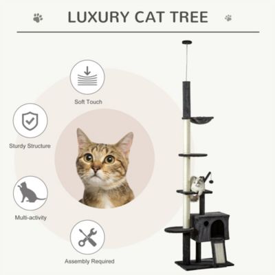 PawHut Adjustable Height Cat Tree with Multiple Activities and Scratching Posts