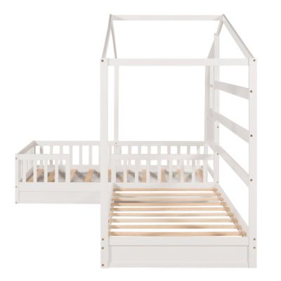 Streamdale Twin Bed with L-Structure Fence, Espresso