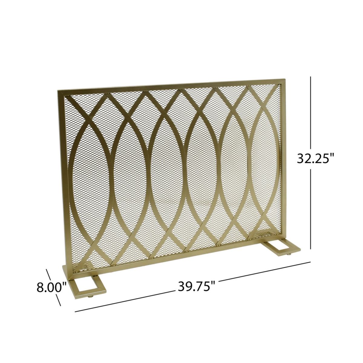 Streamdale Furniture Minimalist Single Panel Fire Screen with Overlapping Lens Pattern,- Gold