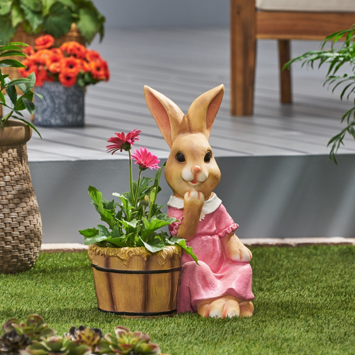 Streamdale Furniture Enchanted Rabbit Planter Charming Garden Companion