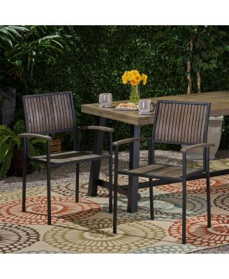 Streamdale Modern Industrial Acacia Wood Dining Chairs (Set of 2)