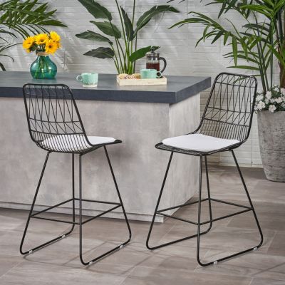 Streamdale Niez Outdoor Wire Counter Stools with Cushions (Set of 2)