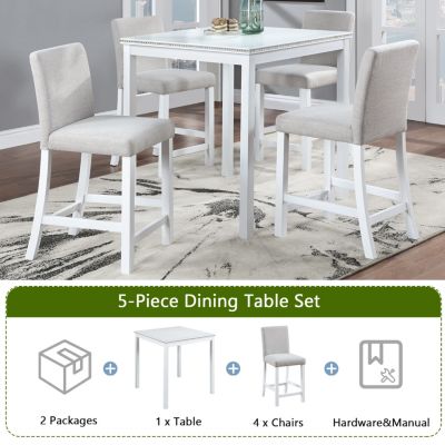 Streamdale Elegant Wooden Counter Height Dining Set with Upholstered Chairs