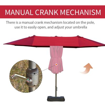 15ft Extra-Large Umbrella with Crank Mechanism for Shade and Protection