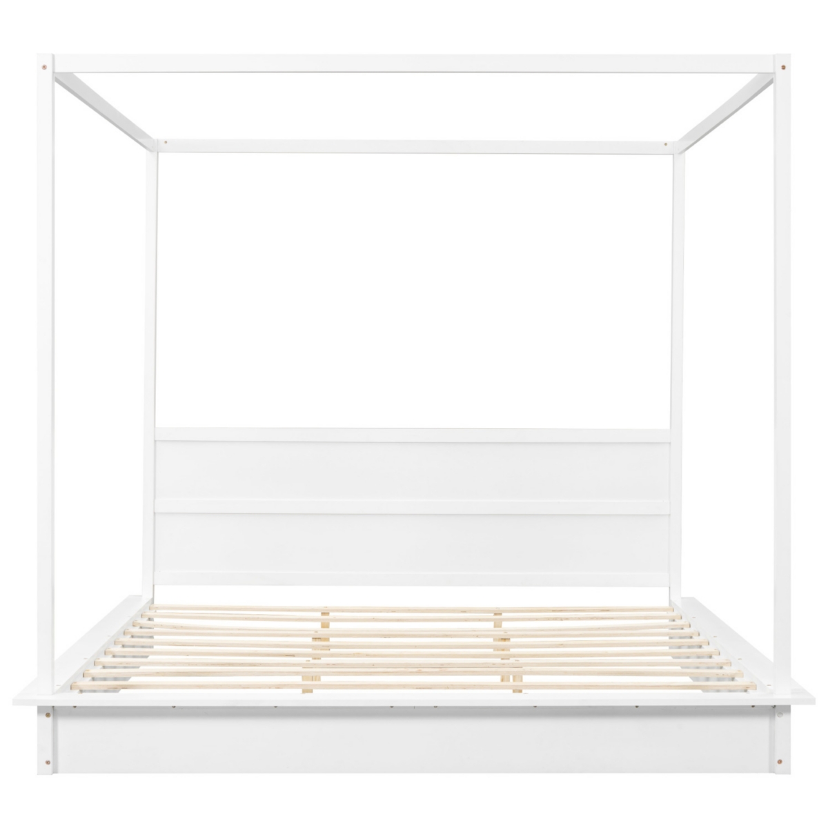 Streamdale Furniture Size Wood Led Canopy Bed, Canopy Platform bed With Support Slats, No Box Spring Needed,Kig