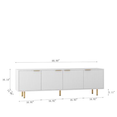 Grooved TV Cabinet with White Texture