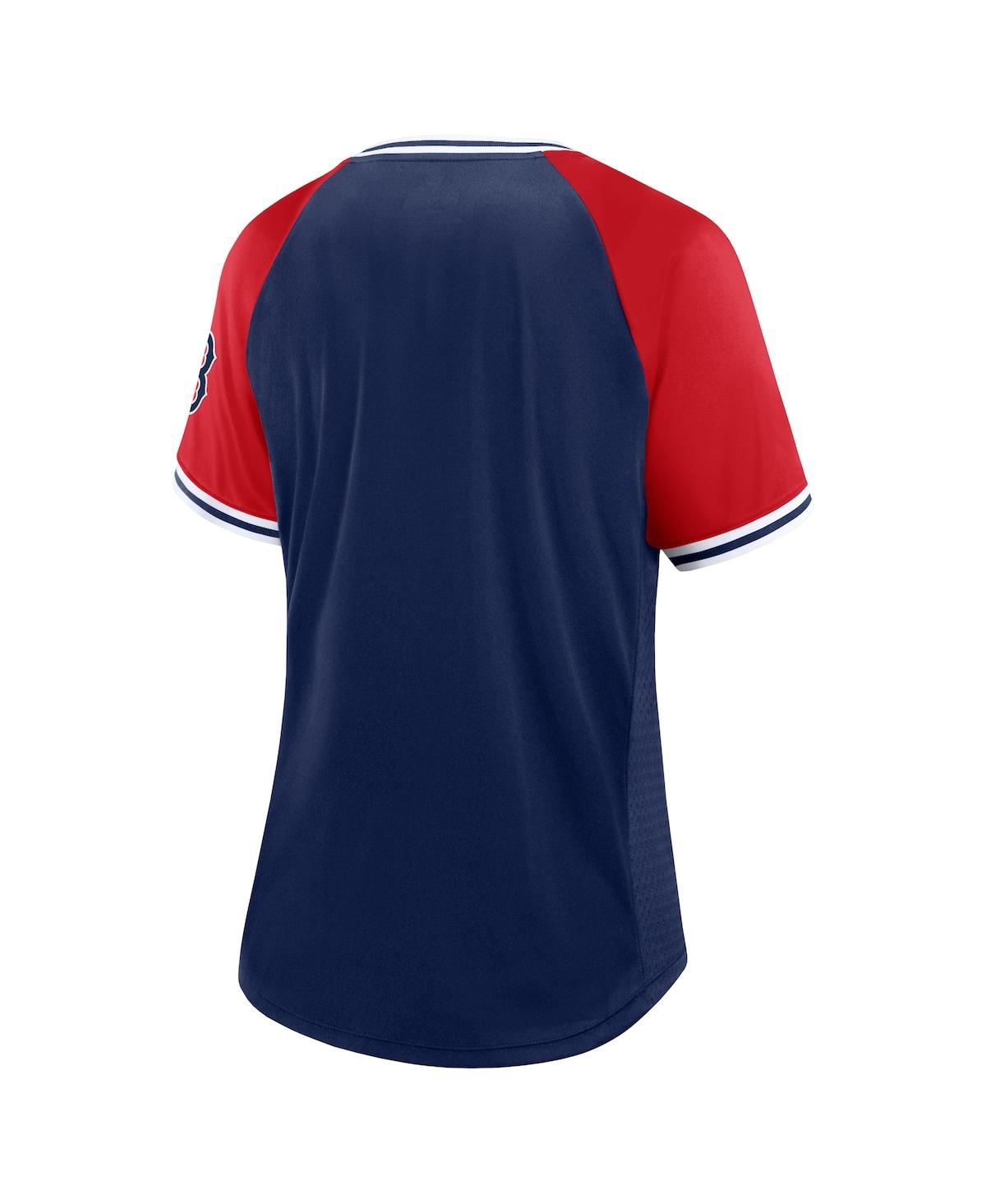 Fanatics Women's Navy Boston Red Sox Glitz Glam League Diva Raglan V-neck T-shirt In Navy
