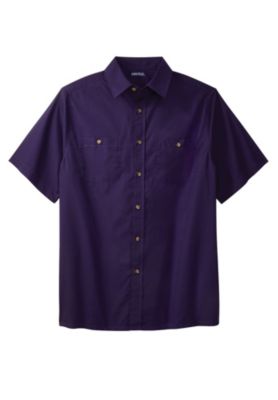 Big & Tall Solid Wrinkle-Resistant Short Sleeve Button Down