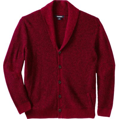 Big & Tall Shaker Knit Shawl-Collar Cardigan Sweater