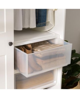 USA 2 Pack 47 Qt. Extra-Large Stackable Storage Drawer Plastic Drawer Organizer with Clear Doors, for Pantry Bedroom Closet Kitchen Under-Sink Home and Office De-Clutter Shoes and Crafts, White