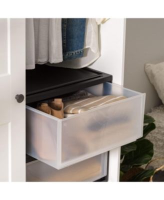 47 Quart Extra Large Plastic Stacking Drawer, Stackable Storage Organizer Unit with Sliding Drawer for Bedroom Closet Garage Craft Room Dorm Office - 2 Pack, Black