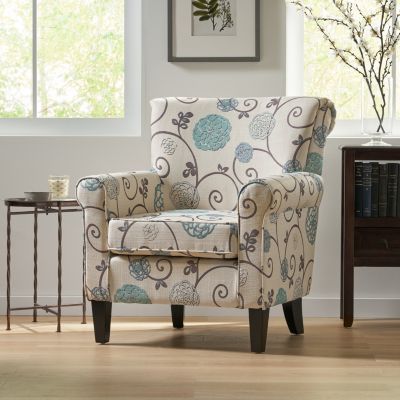 Streamdale Charming Contemporary Floral Club Chair with Tapered Birch Legs
