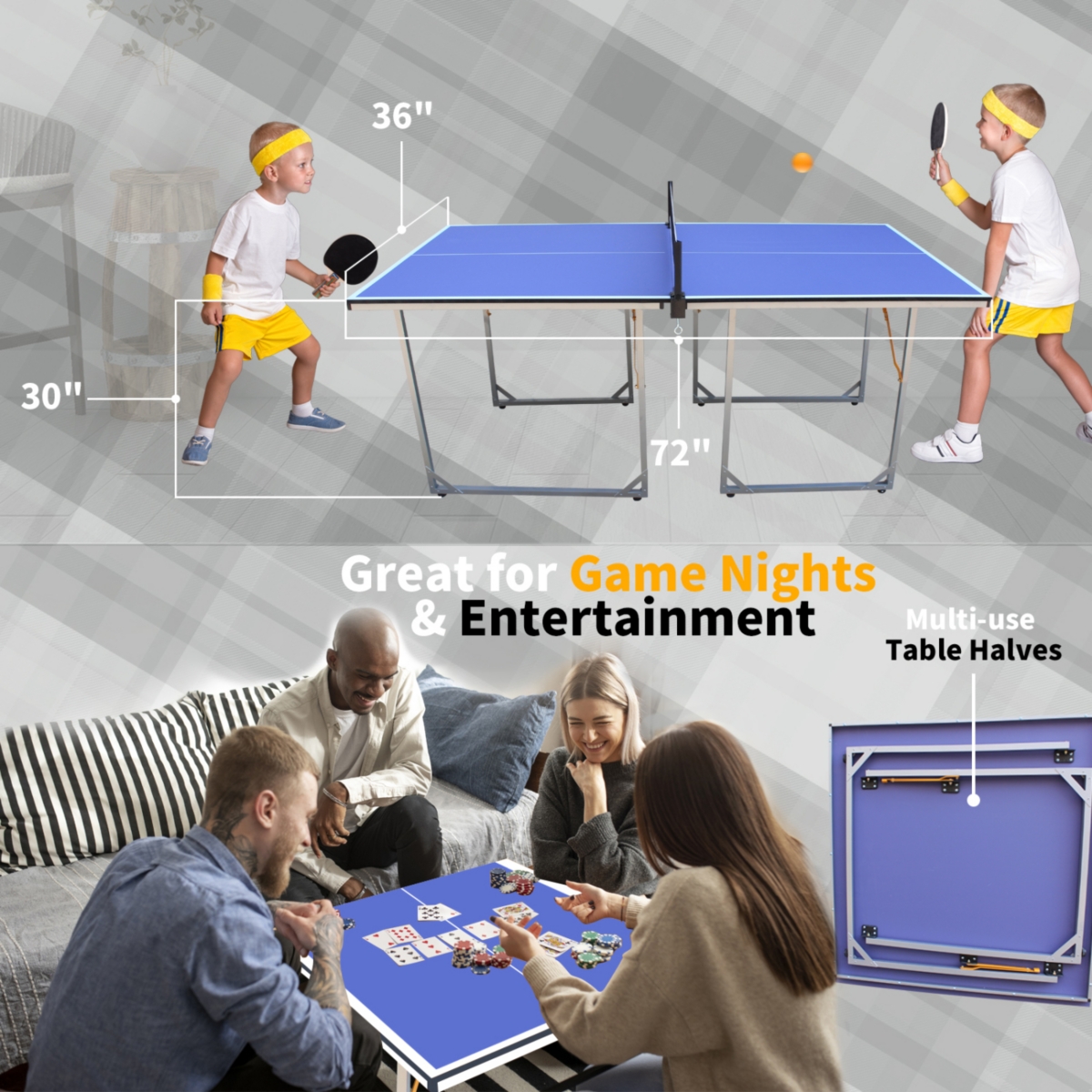 Streamdale Furniture Foldable Ping Pong Table Complete Set, Mid-Size 6'x3'