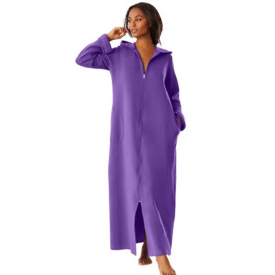 Plus Size Long Hooded Fleece Sweatshirt Robe