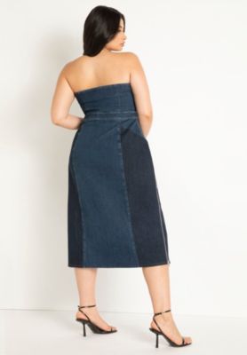 Women's Plus Size Strapless Denim Dress