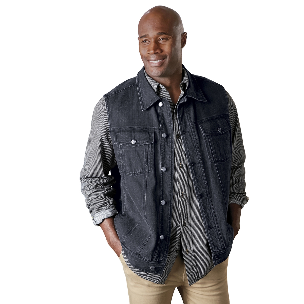 by KingSize Men's Big & Tall Denim Vest - Stonewash