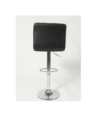 Faux Leather Adjustable Hydraulic Bar Stool, Set of 2, Black