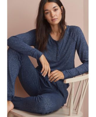 Women's Plus Size Marled Henley Lounge Top