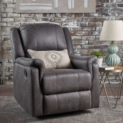 Streamdale Cozy Charcoal Swivel Glider Recliner