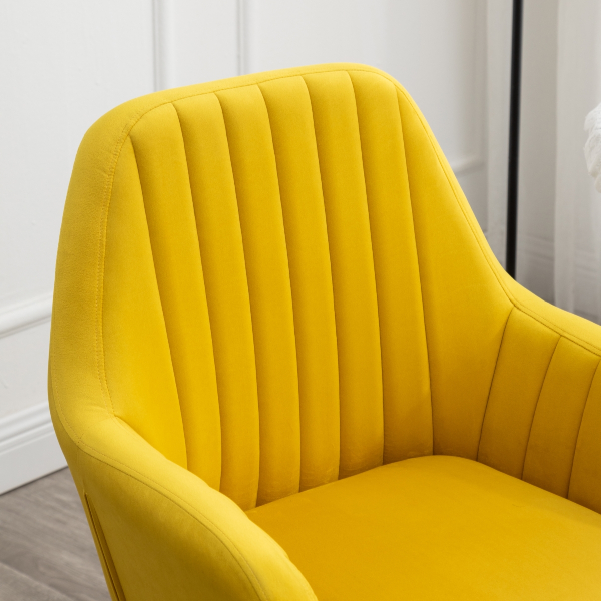 Simplie Fun Contemporary Velvet Upholstered Accent Chair, Yellow
