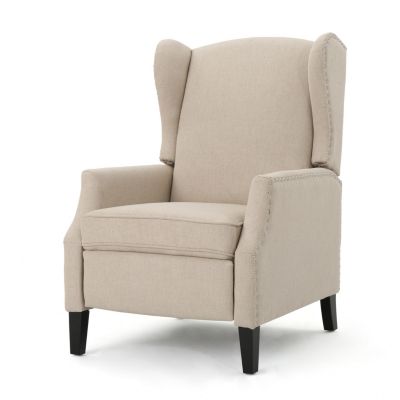 Streamdale Luxurious Wingback Recliner in Soft Fabric with Birch Legs