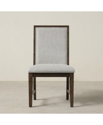 Solid Wood Upholstered Dining Chairs, Set of 2, Gray