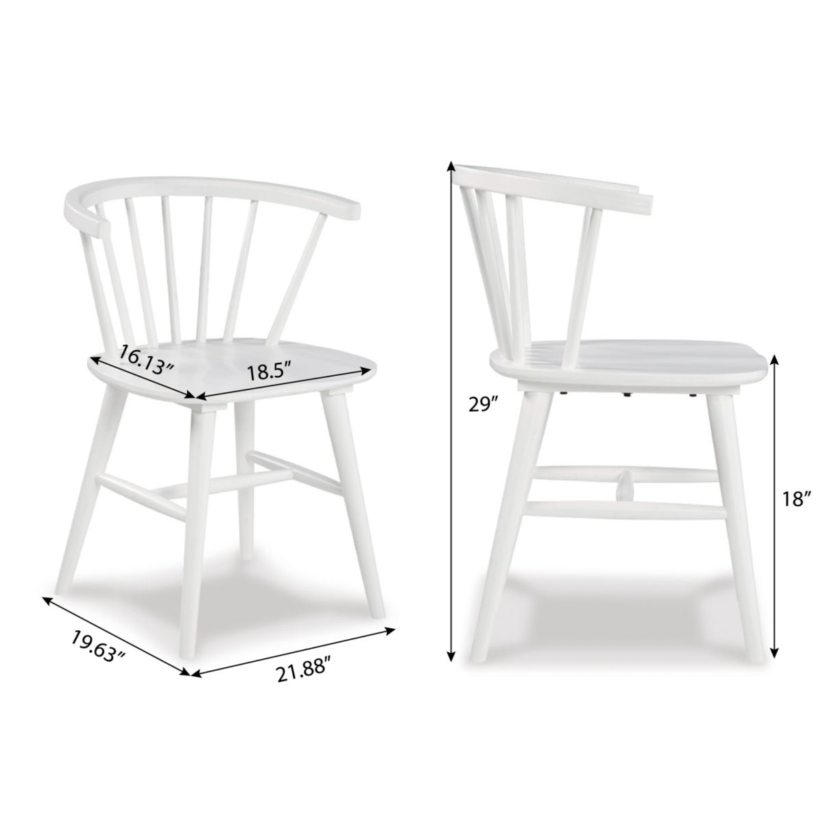 Streamdale Furniture Contemporary Wooden Spindle Back Dining Chairs, Windsor Chairs, Set of 2, White