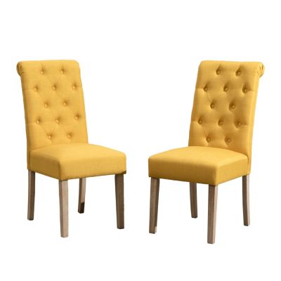 Solid Wood Tufted Parsons Dining Chair, Set of 2