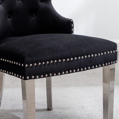 Streamdale  Furniture  Contemporary Tufted Velvet Chair with Nailhead Trim, Set of 2