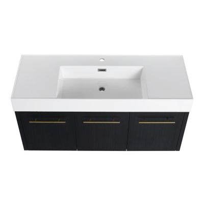 Modern Vanity with Unique Resin Sink and Ample Storage