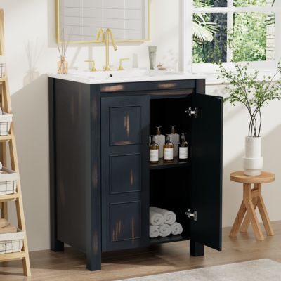 Streamdale Vintage Bathroom Vanity Cabinet with Ceramic Sink (24")