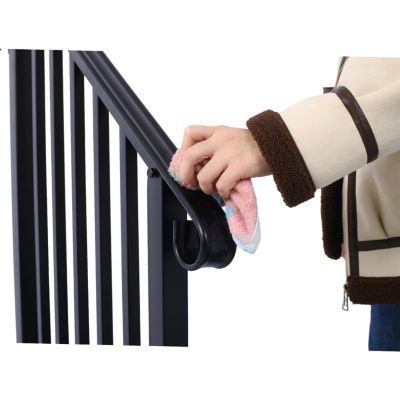 Streamdale Durable Steel Pipe 3-Step Handrail for Concrete Steps, Black