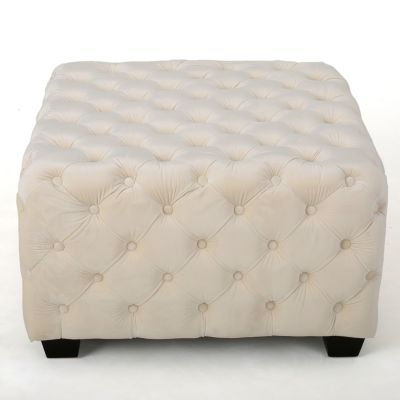 Streamdale Modern Glam Velvet Ottoman with Button-Tufted Diamond Stitch