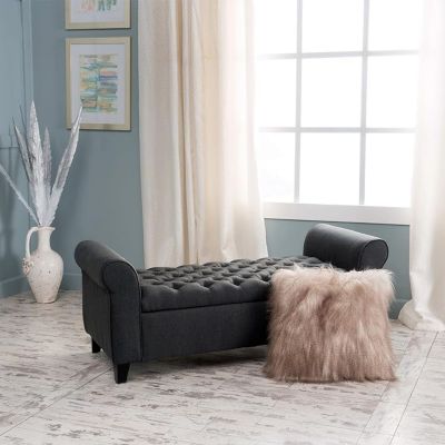 1 pc Contemporary Tufted Storage Ottoman with Rolled Arms